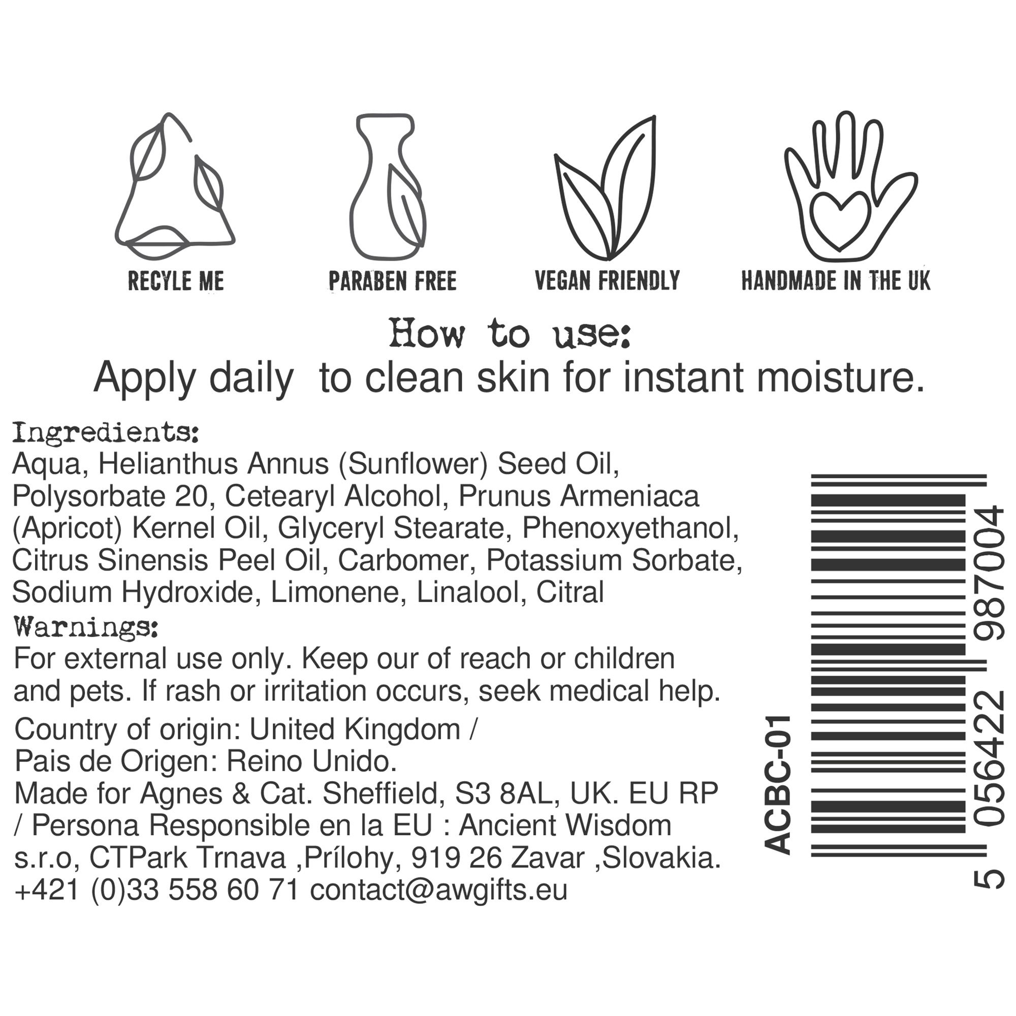 Agnes + Cat Hånd- Og Bodycreme – Clementine