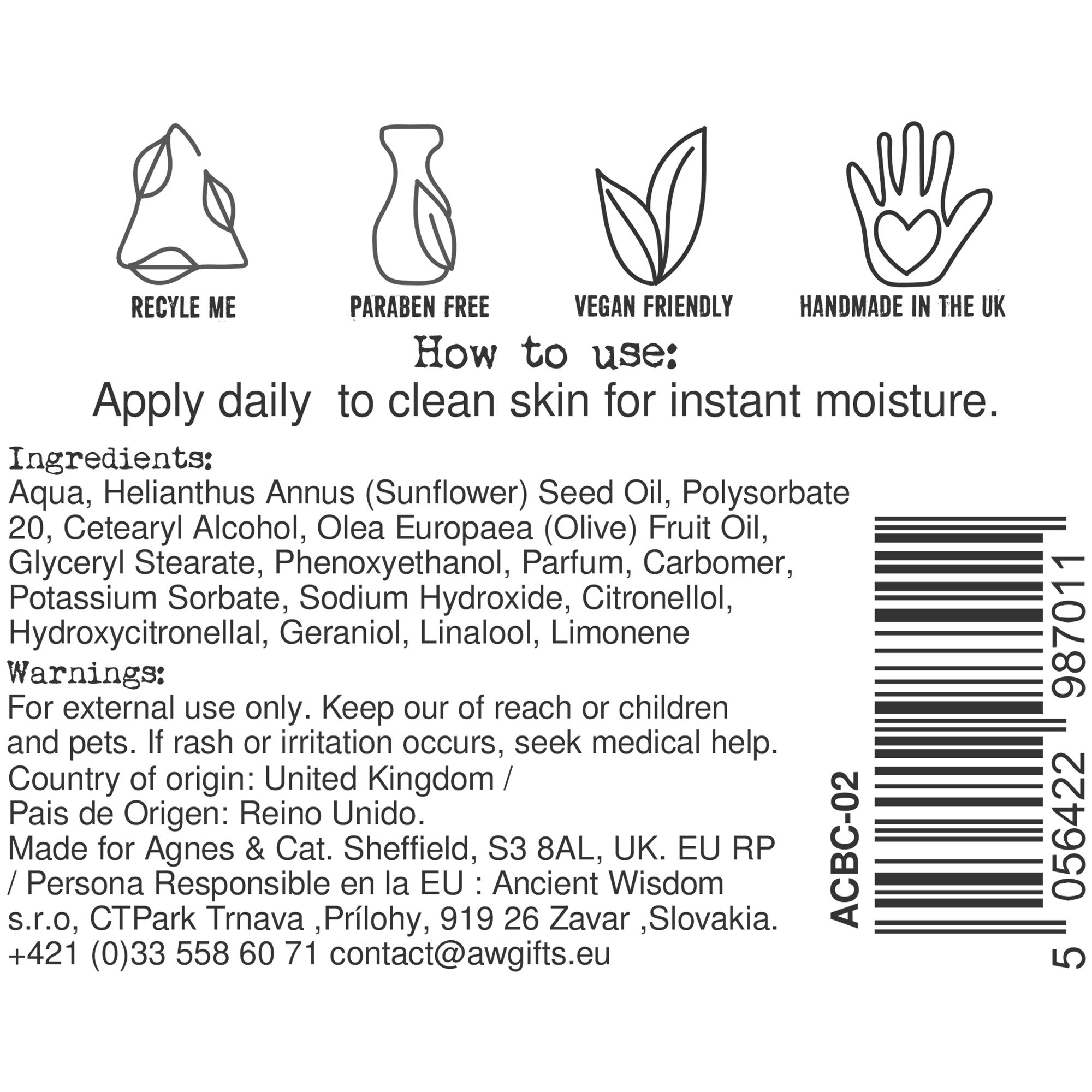 Agnes + Cat Hånd- Og Bodycreme – Seasalt + Moss