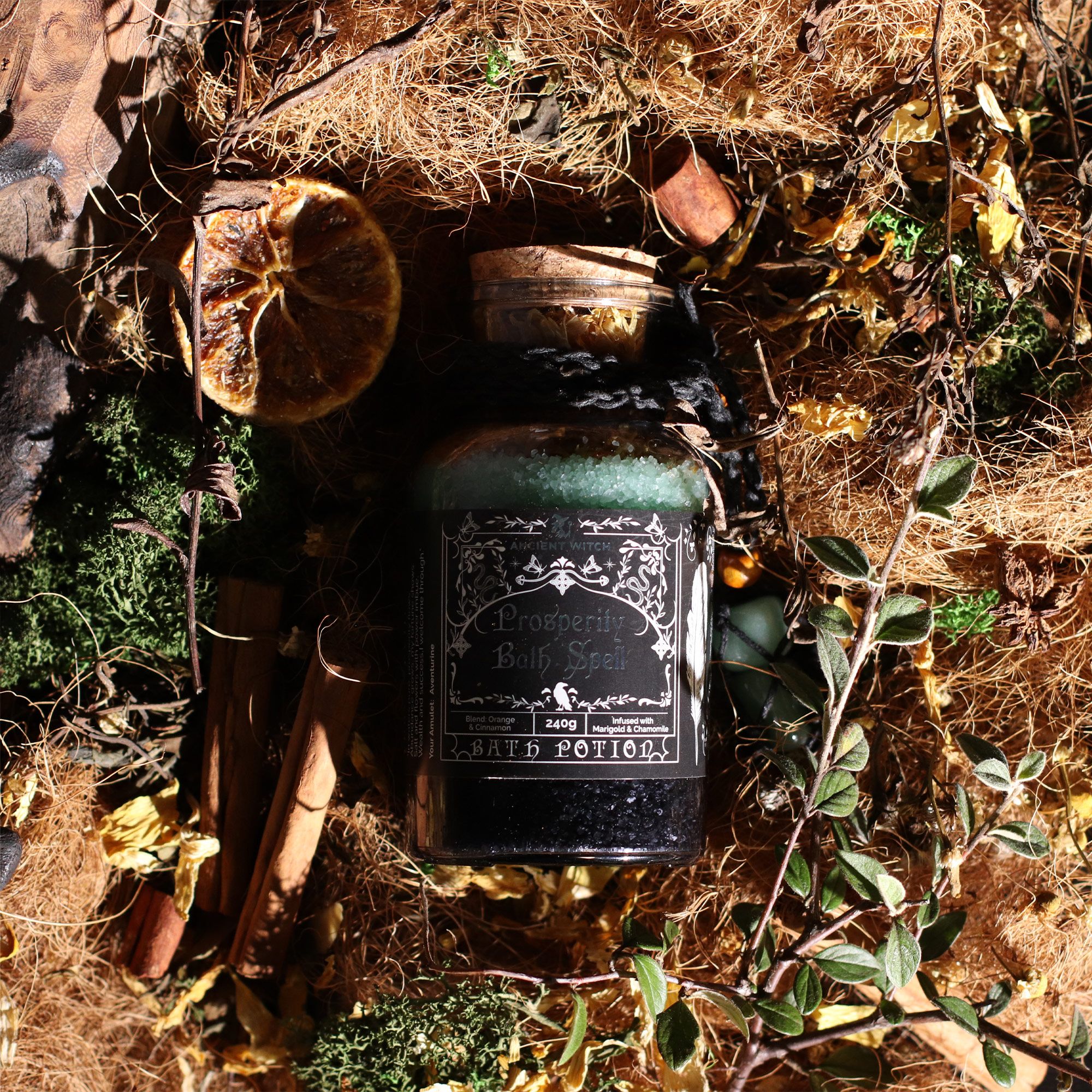 Ancient Witch Badepotion Med Aventurine-Amulet – Prosperity
