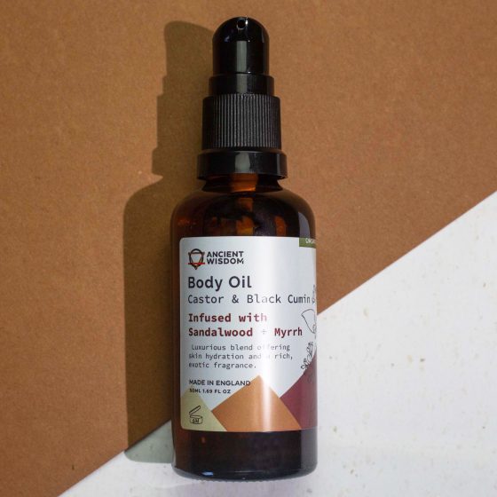 Ancient Wisdom Økologisk Kropsolie – Sandalwood & Myrrh 50 Ml - Billede 5