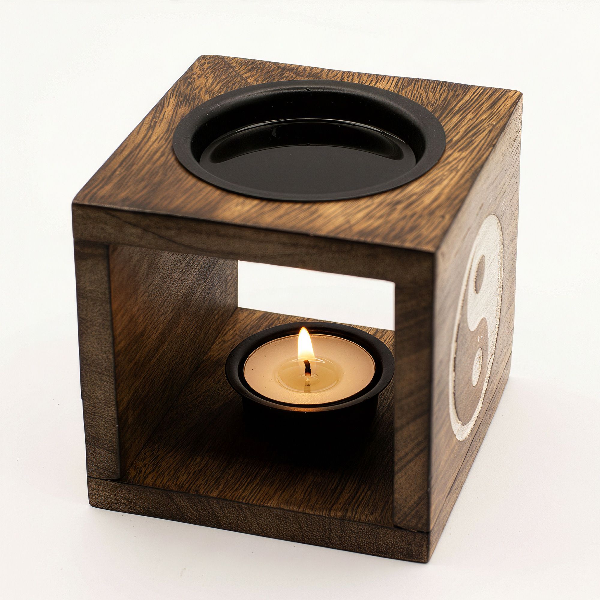 Ancient Wisdom Oliebrænder – Kvadratisk Mangotræ Yin Yang