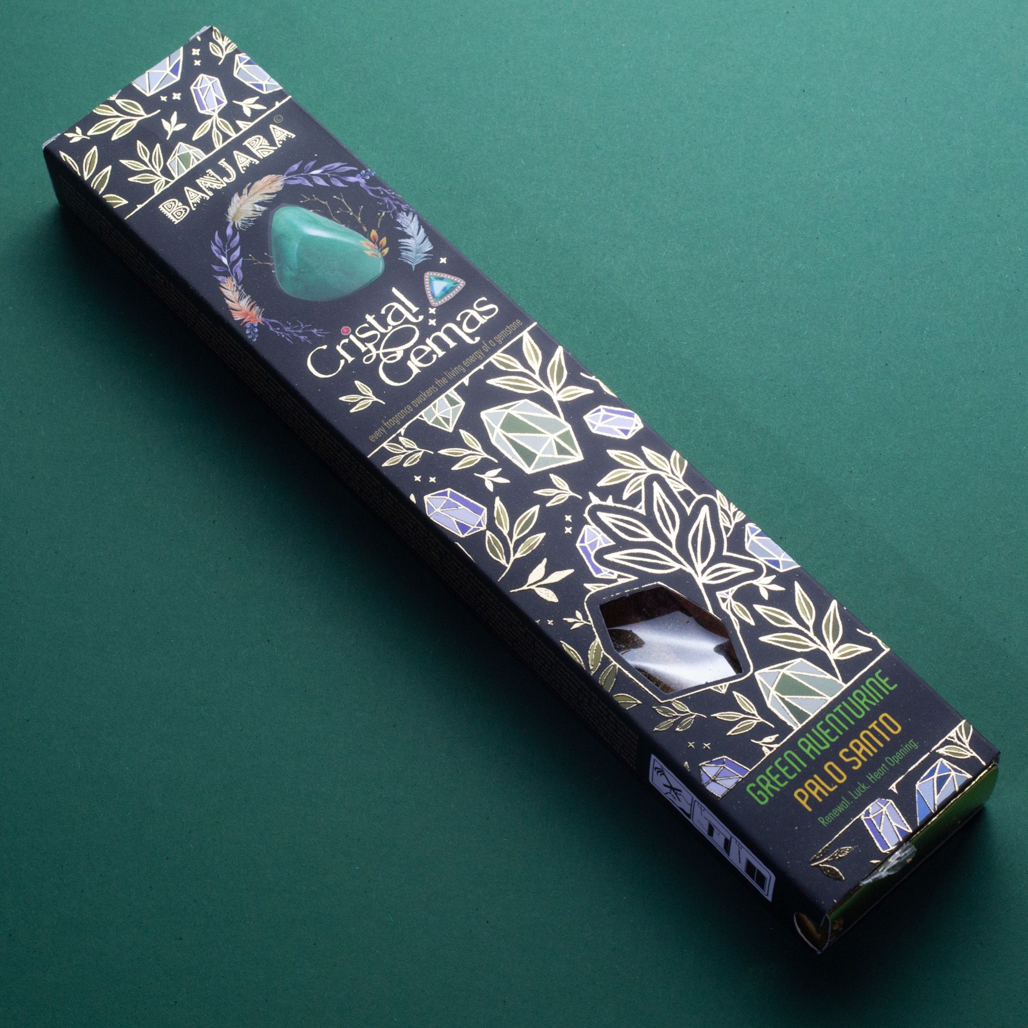 Banjara Røgelsespinde – Grøn Aventurin Palo Santo