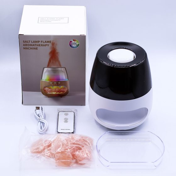 Ancient Wisdom Aromadiffuser – Saltsten Flammeeffekt Hvid - Billede 2