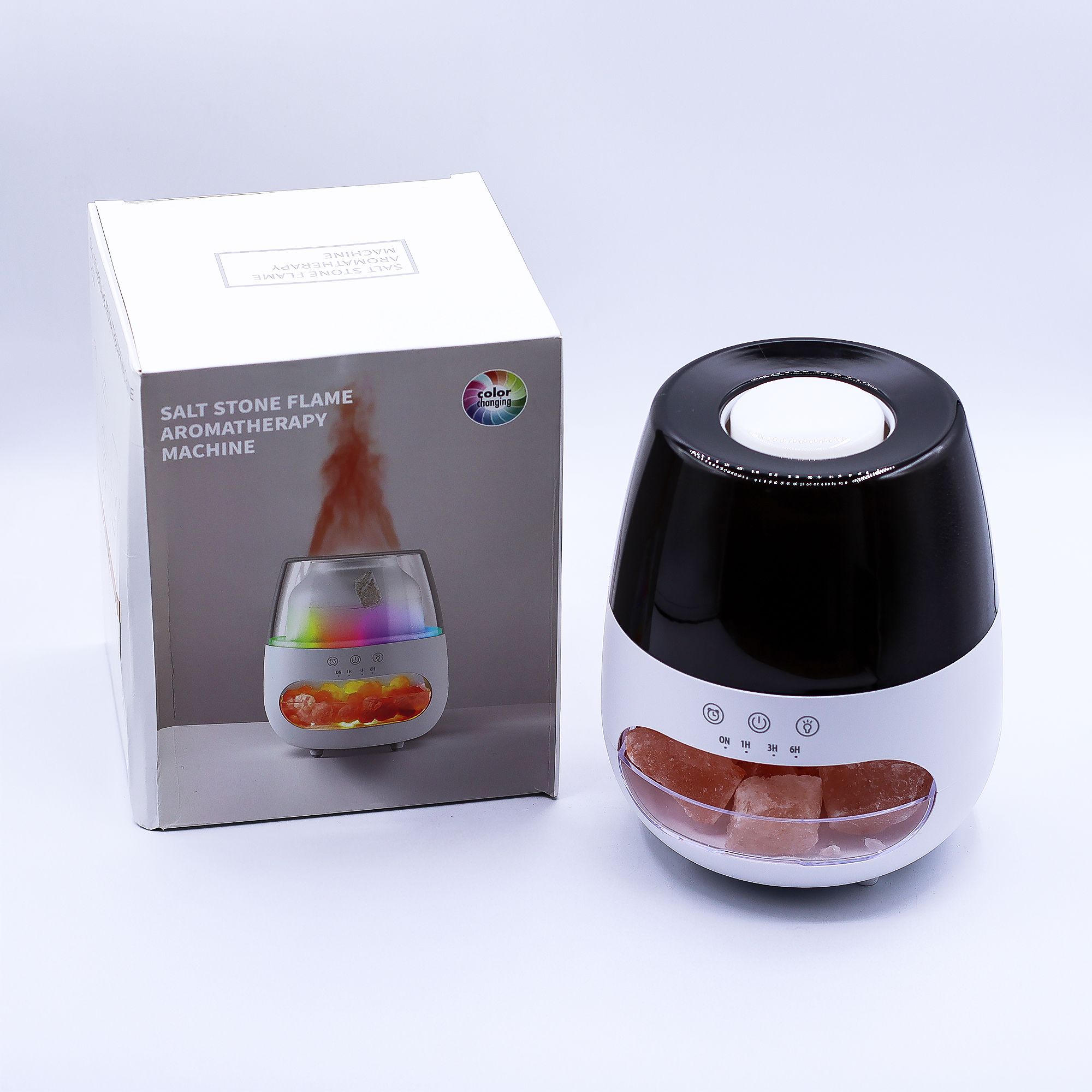 Ancient Wisdom Aromadiffuser – Saltsten Flammeeffekt Hvid