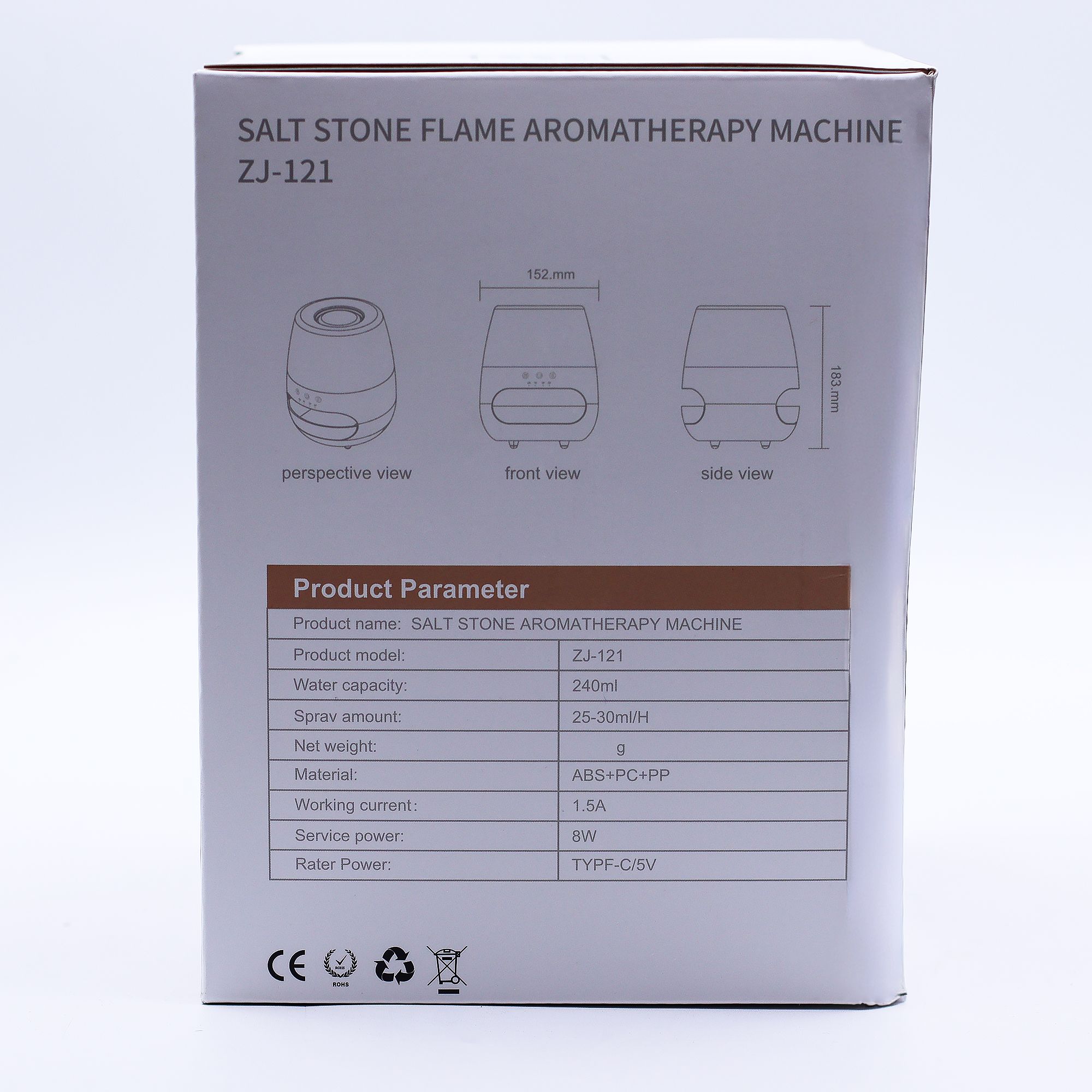 Ancient Wisdom Aromadiffuser – Saltsten Flammeeffekt Hvid