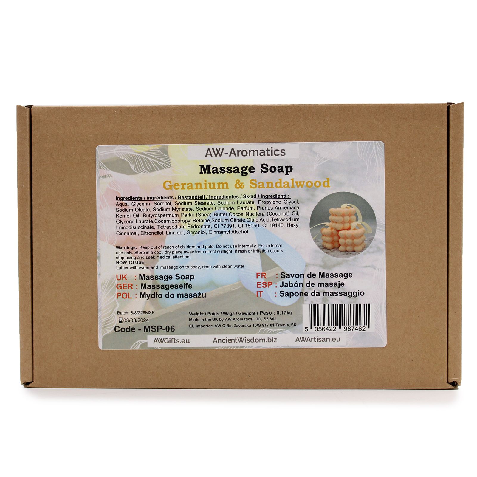 Massagesæbe – Geranium & Sandeltræ
