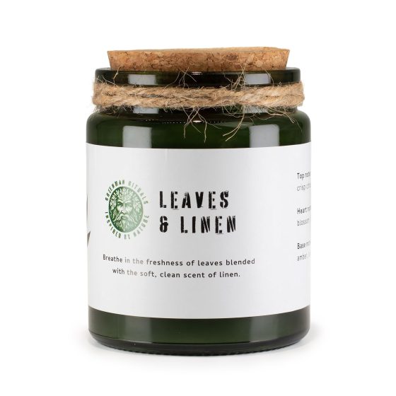 Greenman Woodwick Soja Duftlys – Leaves And Linen