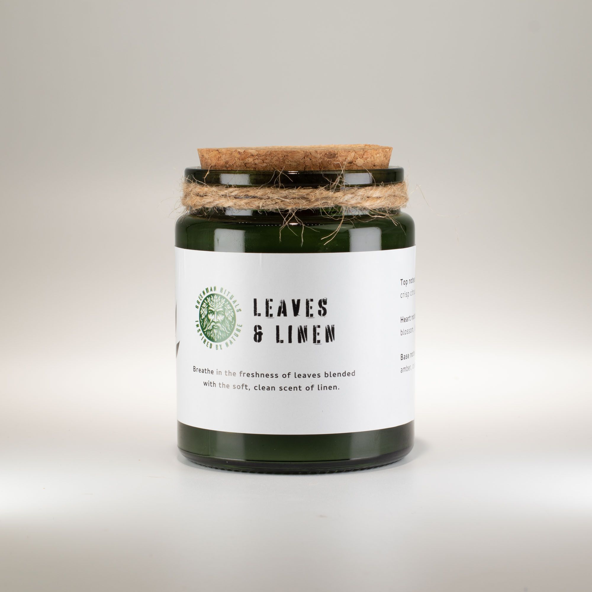 Greenman Woodwick Soja Duftlys – Leaves And Linen