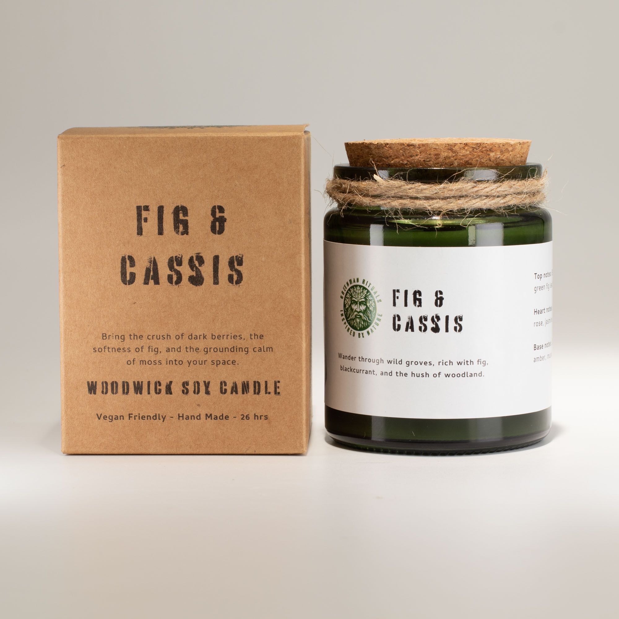 Greenman Woodwick Soja Duftlys – Crushed Fig & Cassis