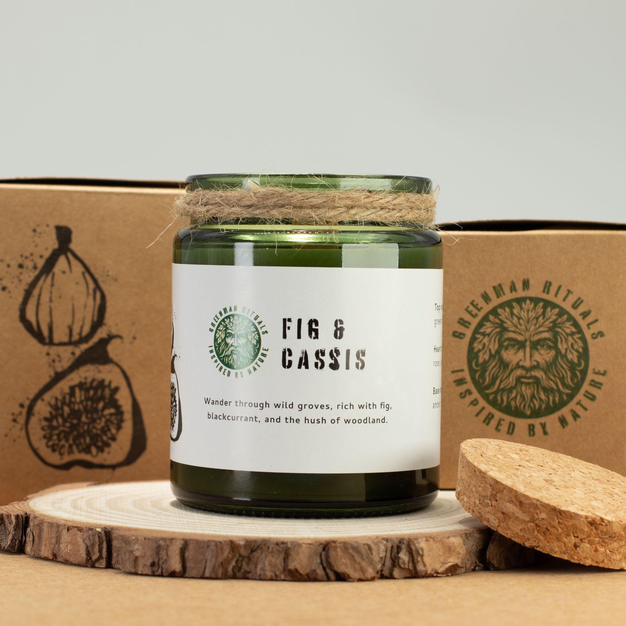 Greenman Woodwick Soja Duftlys – Crushed Fig & Cassis