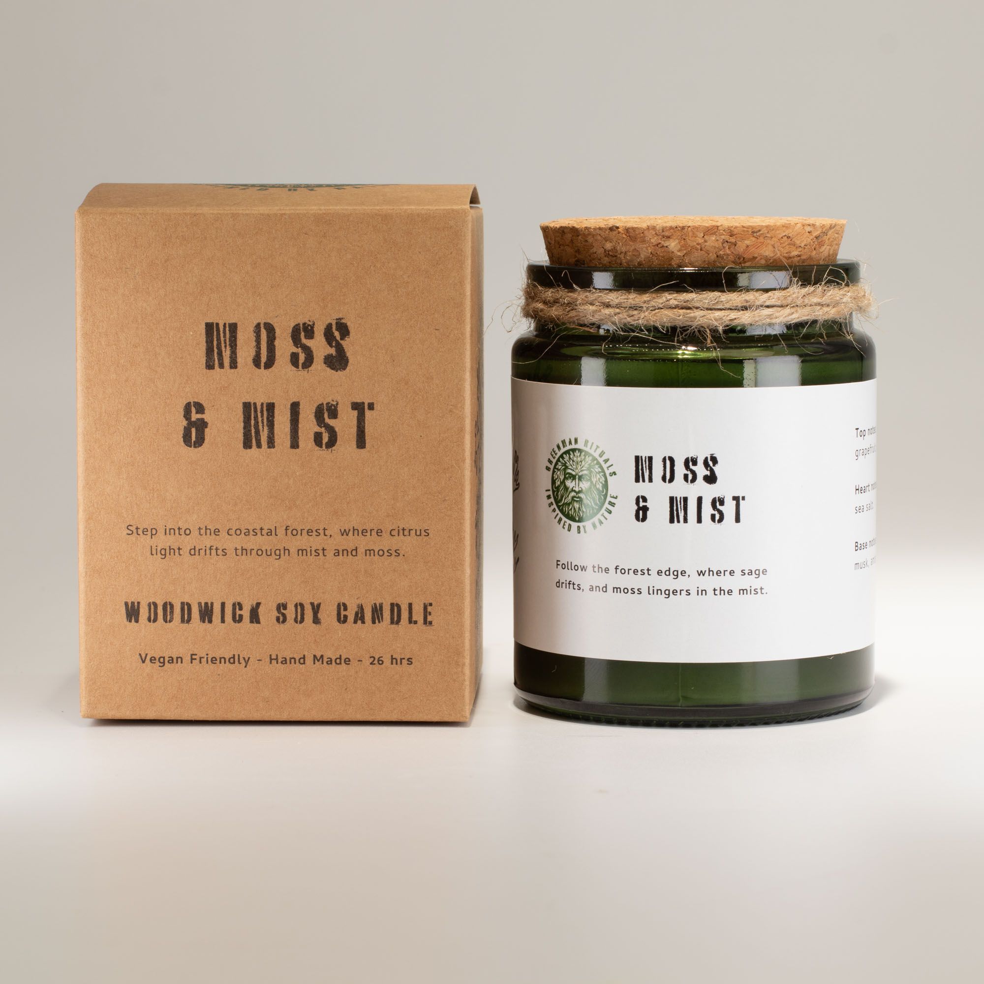 Greenman Woodwick Soja Duftlys – Moss & Mist