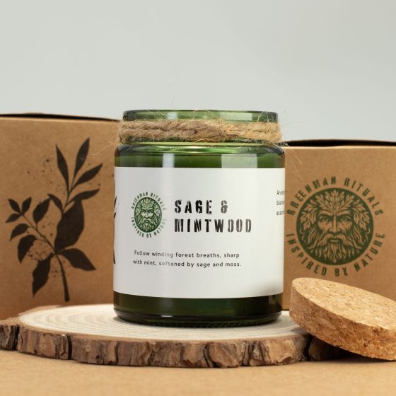 Greenman Woodwick Soja Duftlys – Sage & Mintwood - Billede 6