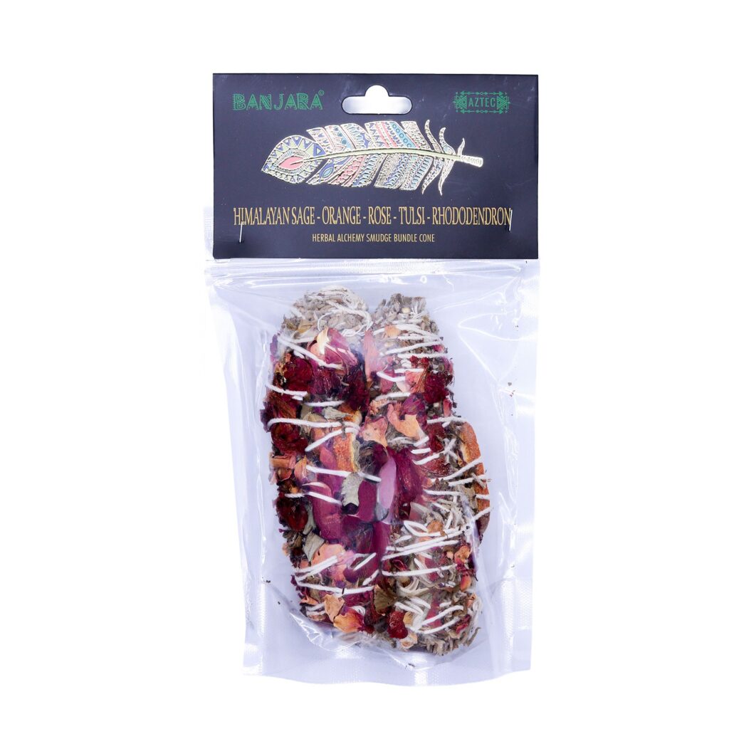 Banjara smudge – Himalaya-salvie, Appelsin, Rose, Tulsi, Rhododendron