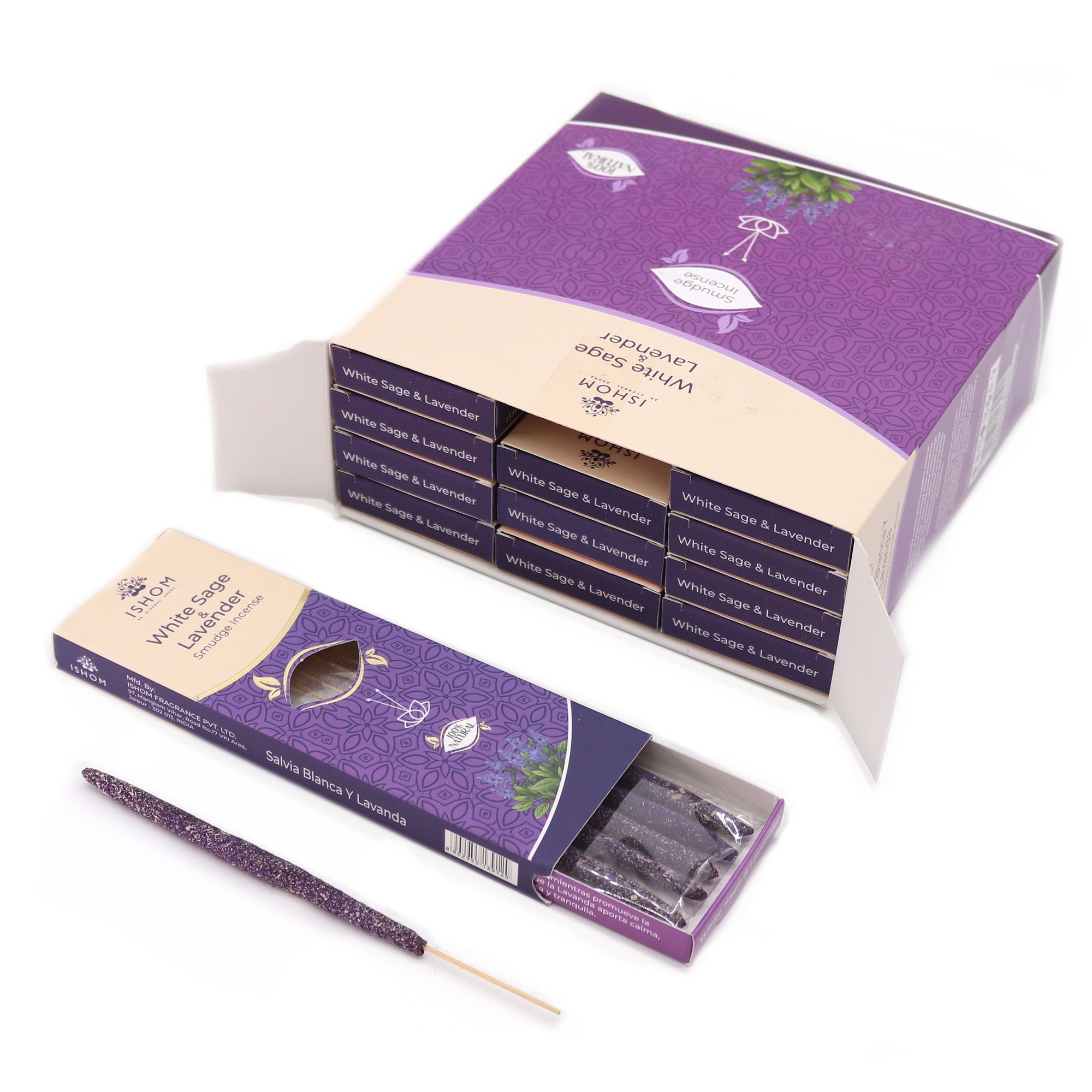 Ishom Smudge røgelsespinde – Hvid Salvie & Lavendel - Billede 2