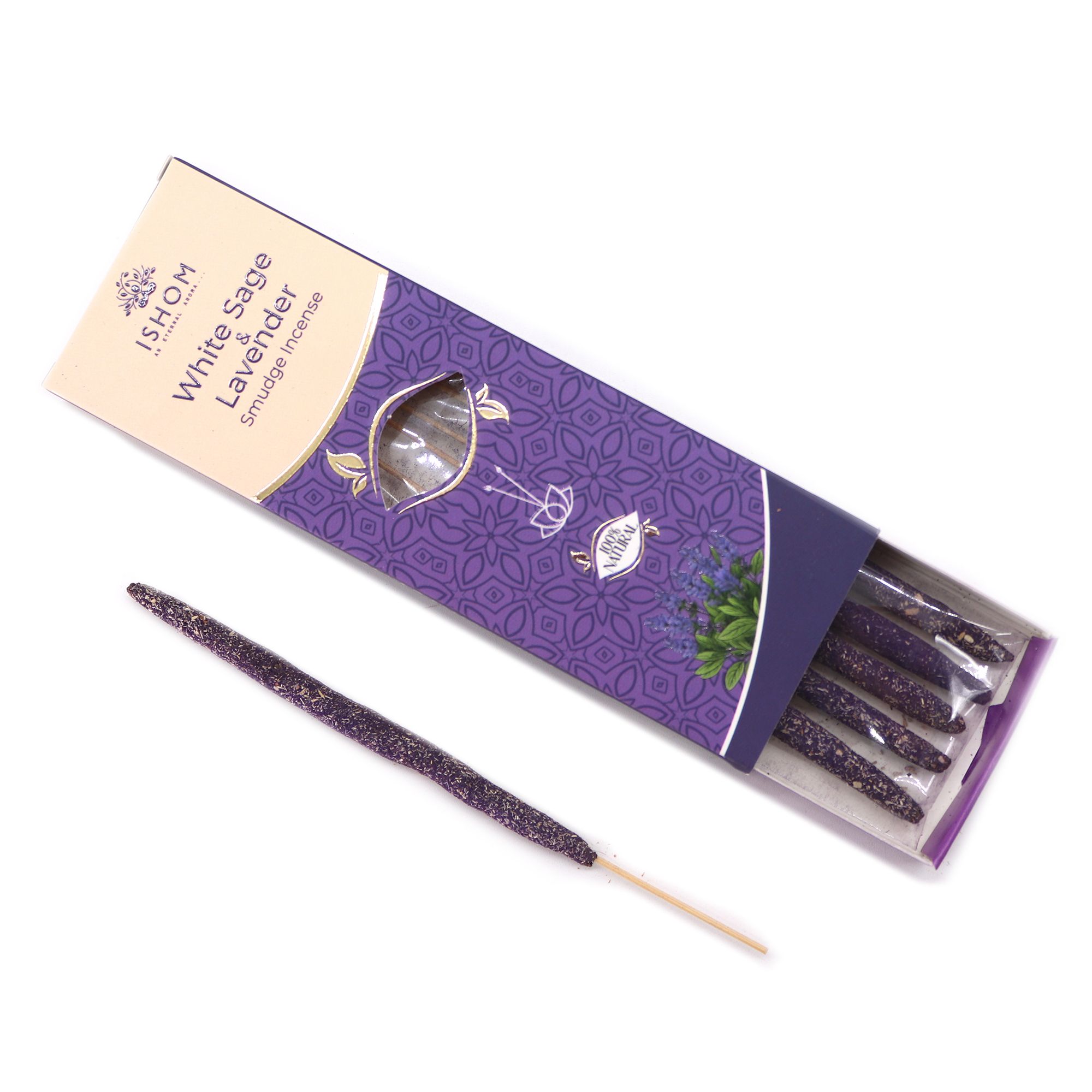 Ishom Smudge røgelsespinde – Hvid Salvie & Lavendel - Billede 3
