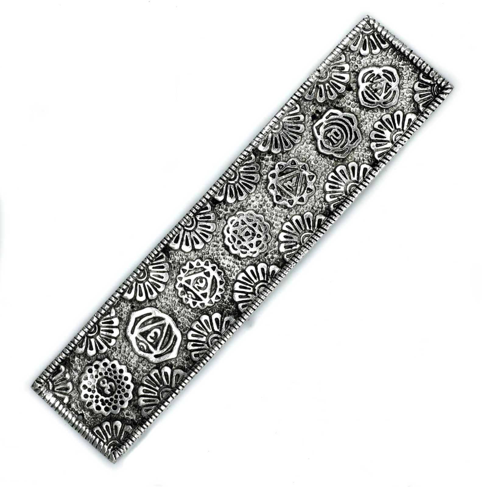 Poleret aluminium røgelsesholder – Chakra Lang (23 cm)