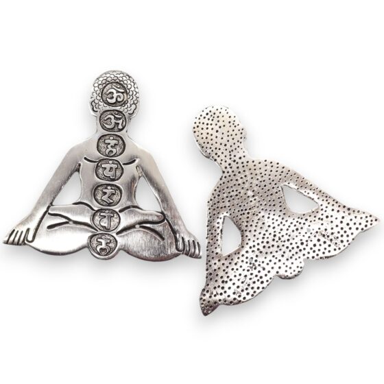 Poleret aluminium røgelsesholder – Syv Chakra Yoga (12×12 cm) - Billede 5
