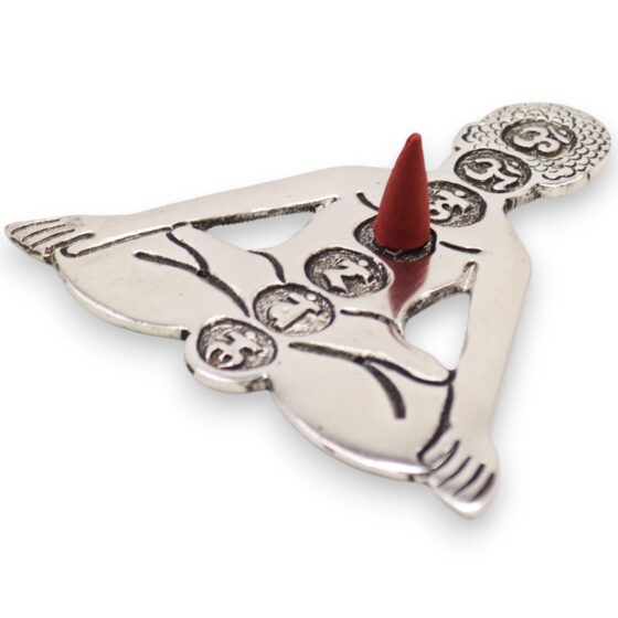 Poleret aluminium røgelsesholder – Syv Chakra Yoga (12×12 cm) - Billede 4