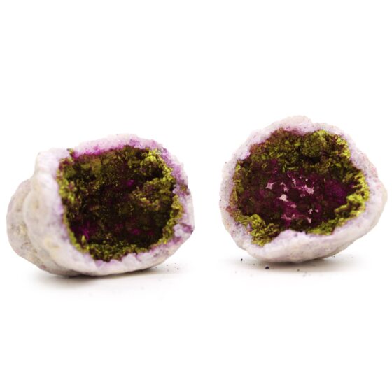 Farvede calcitgeoder – pink + guld - Billede 1