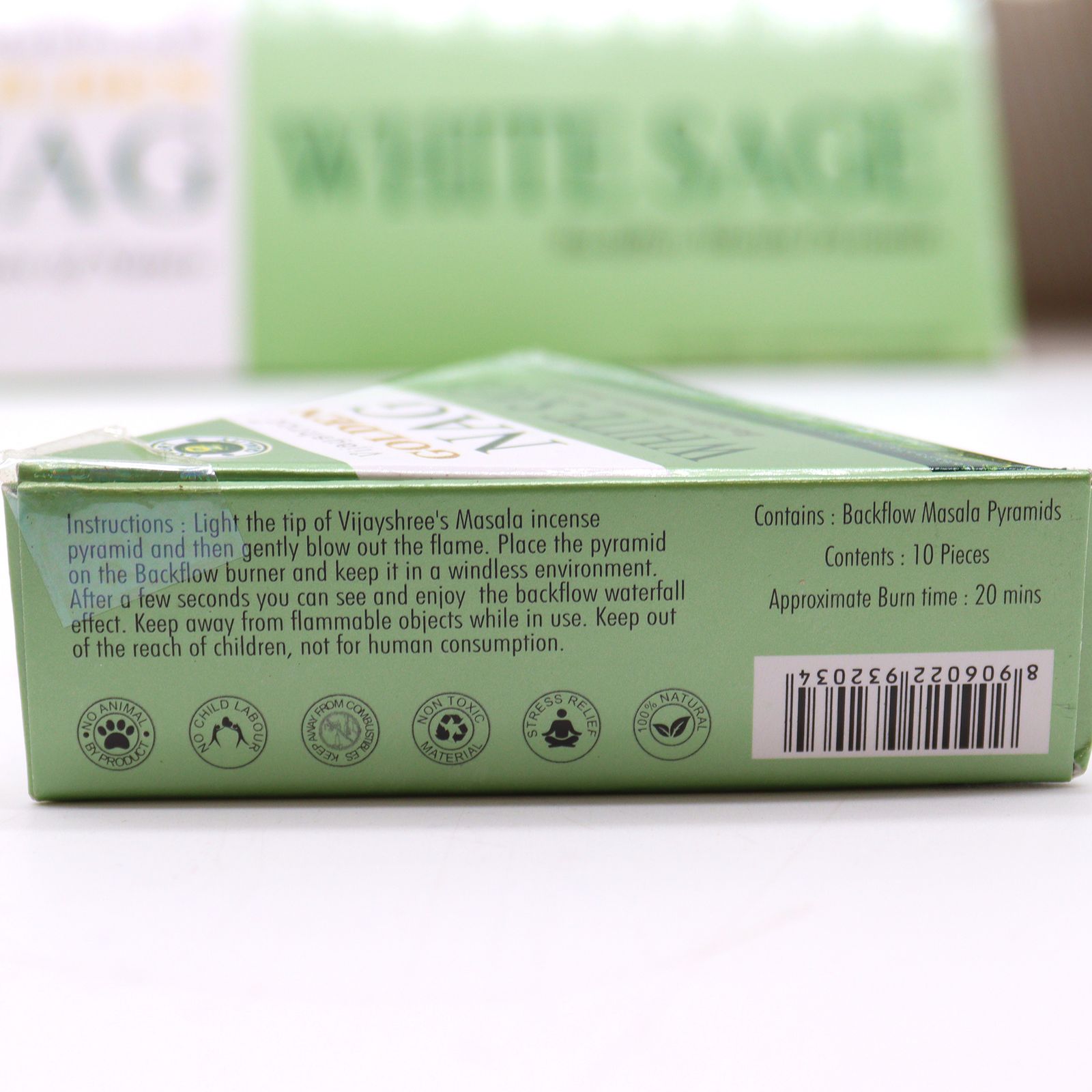 Golden Nag backflow røgelseskegler – White Sage Jumbo (42 g)