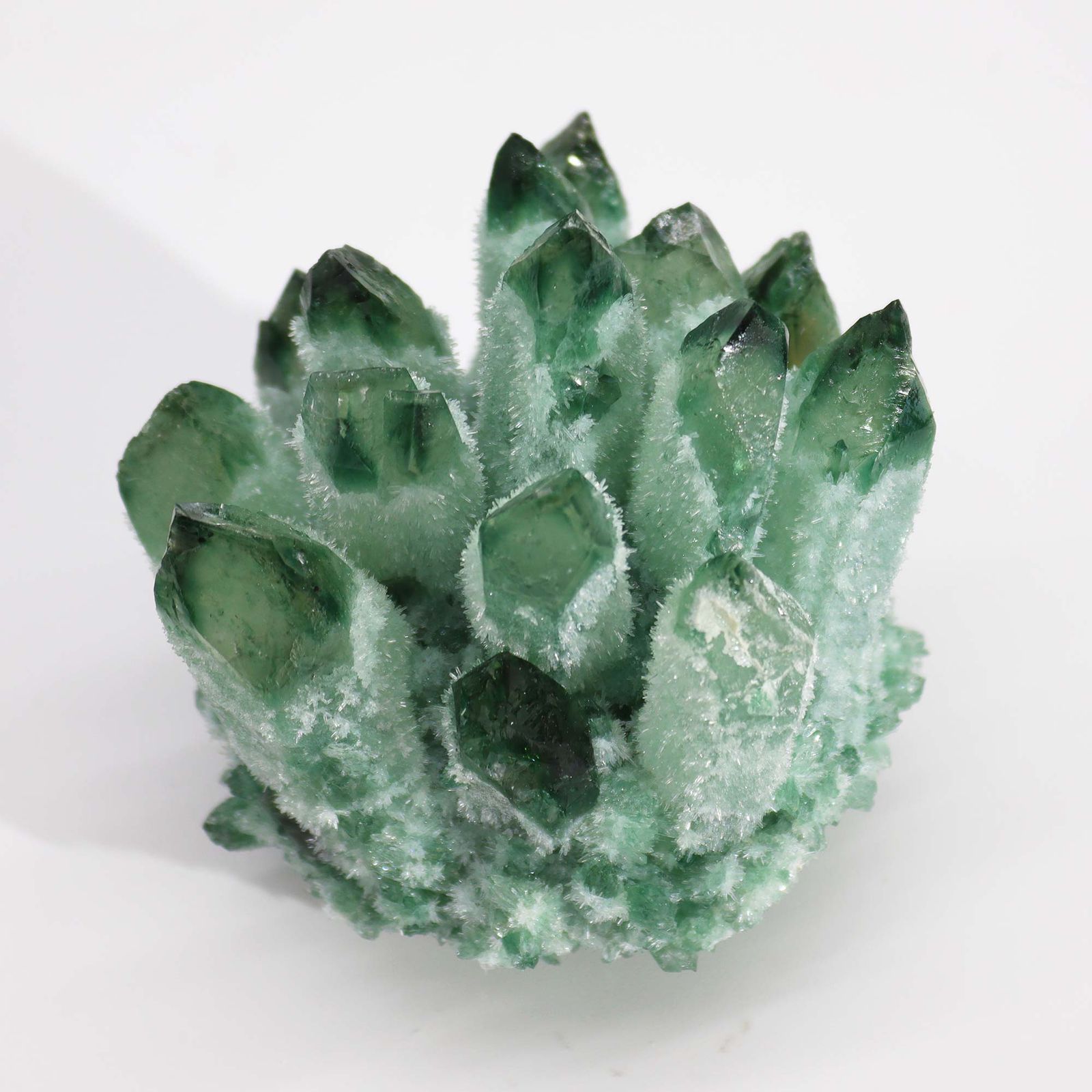 Crafted kvarts-cluster – Green Ghost (ca. 250–300 g)