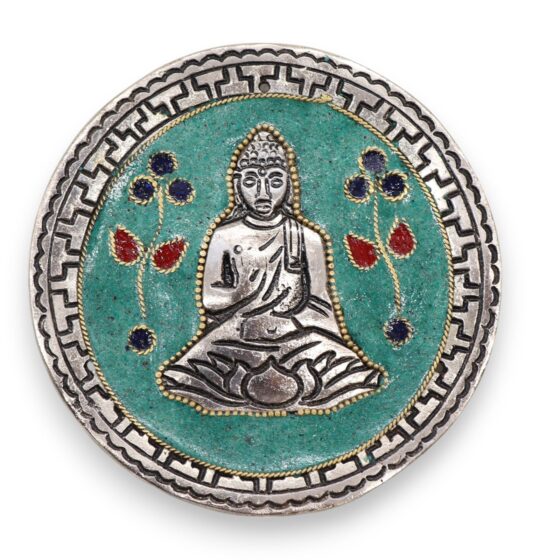 Buddha røgelsesholder – Grøn Dekor (10 cm) - Billede 1