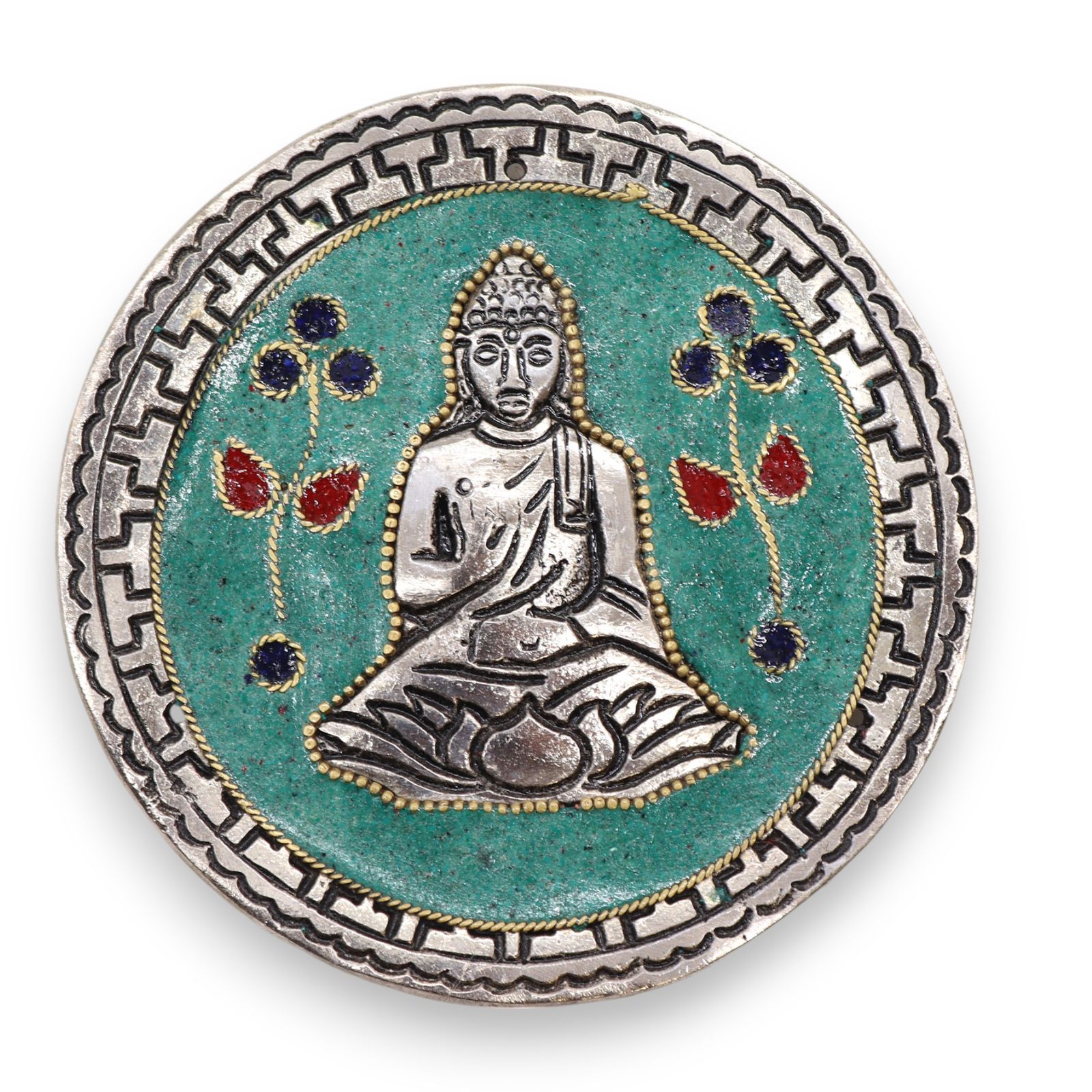 Buddha røgelsesholder – Grøn Dekor (10 cm)