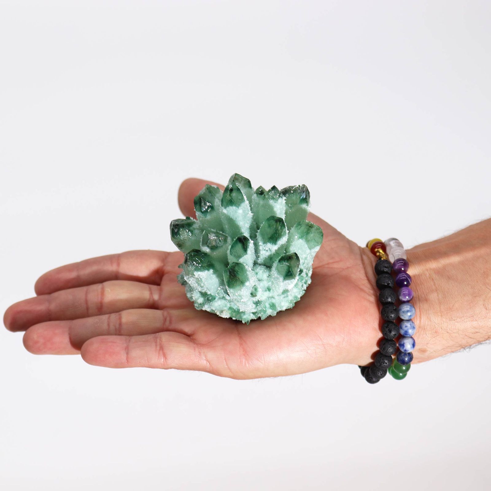 Crafted kvarts-cluster – Green Ghost (ca. 250–300 g)