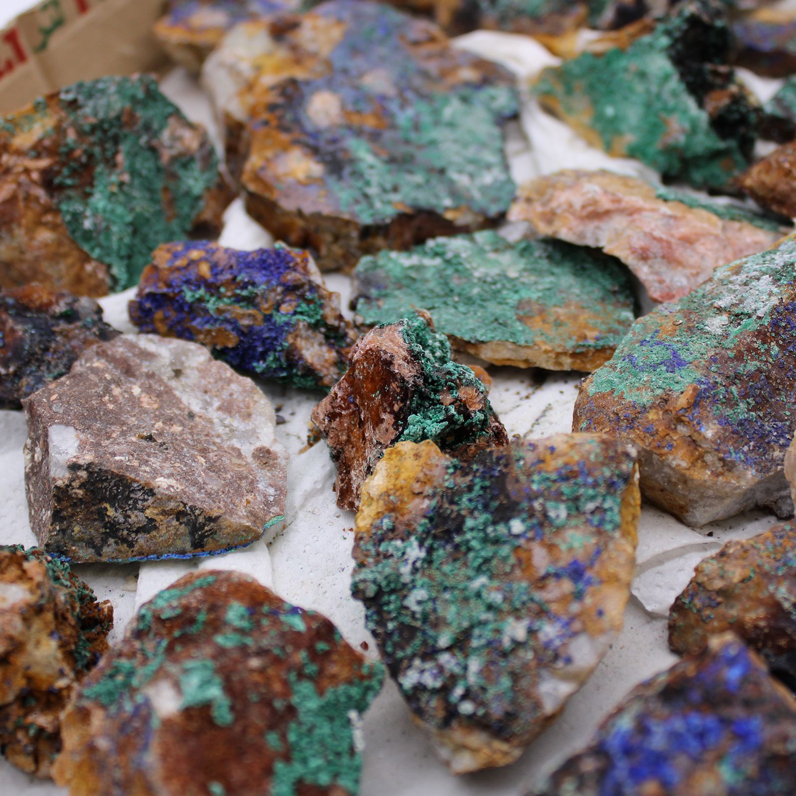 Mineralspecimens – azurit + malakit (ca. 20 stk)