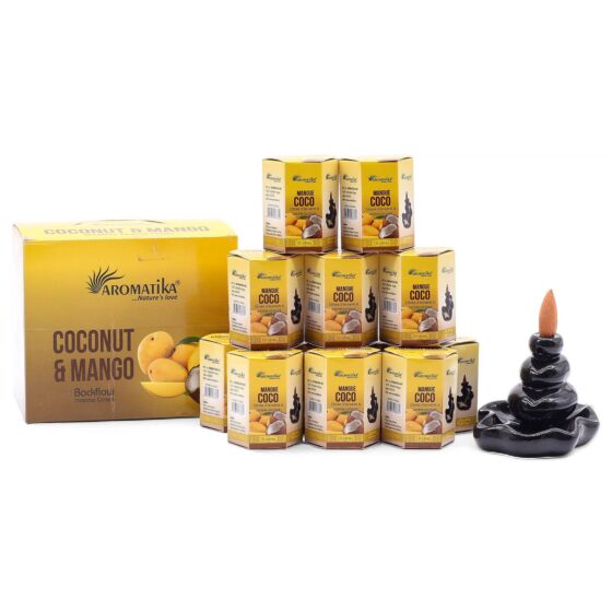 Backflow røgelseskegler – Coconut & Mango (10 stk)