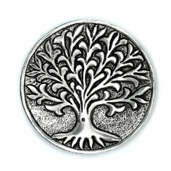 Poleret aluminium røgelsesholder – Tree Of Life (10 cm) - Billede 1