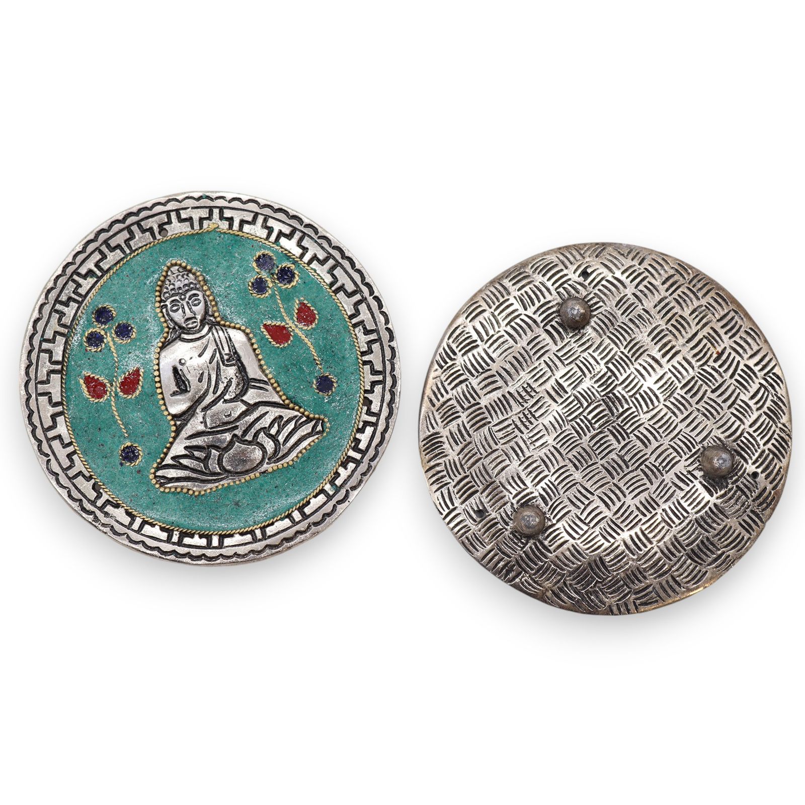 Buddha røgelsesholder – Grøn Dekor (10 cm)