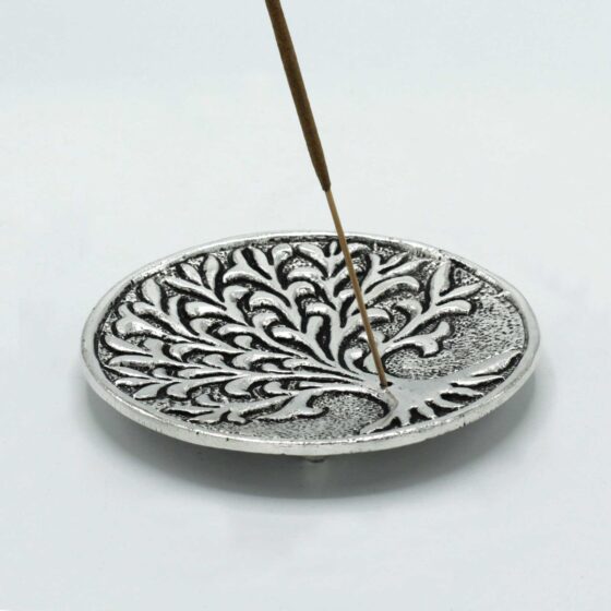 Poleret aluminium røgelsesholder – Tree Of Life (10 cm) - Billede 2