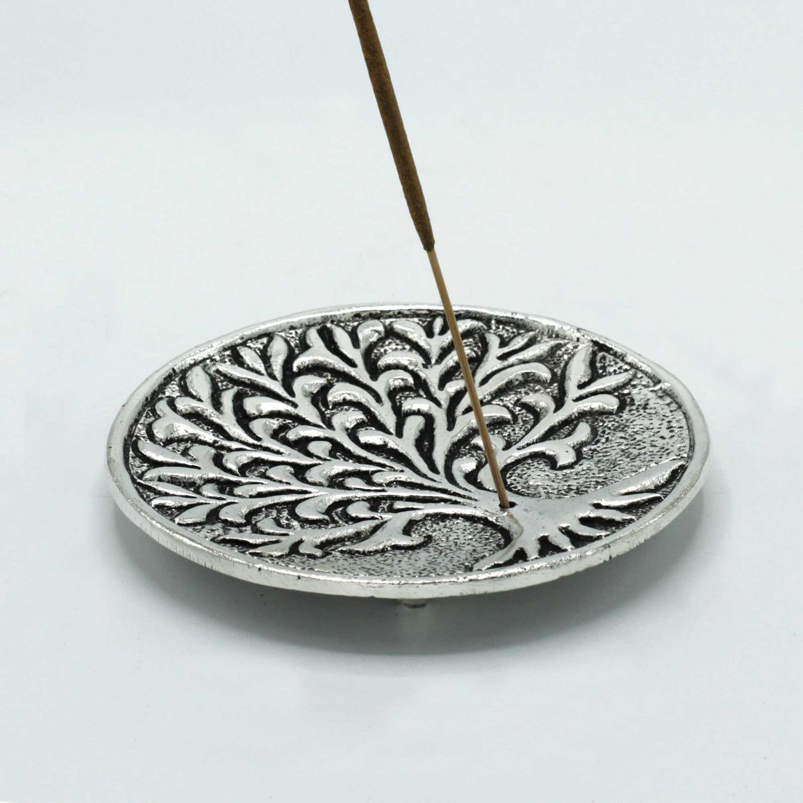 Poleret aluminium røgelsesholder – Tree Of Life (10 cm)