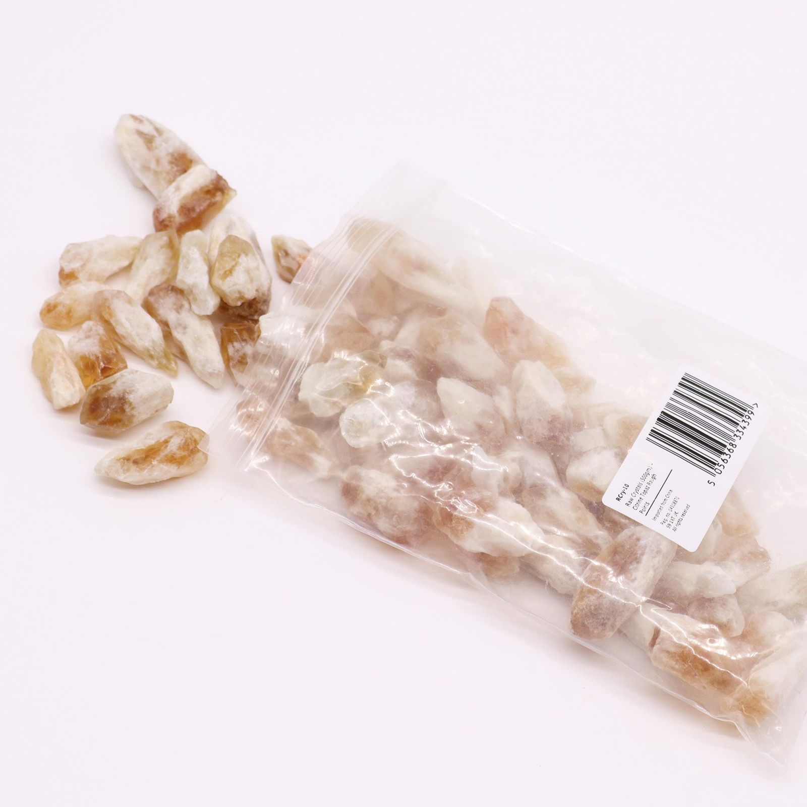 Rå krystaller – Citrin + topas råspidser (500 g)