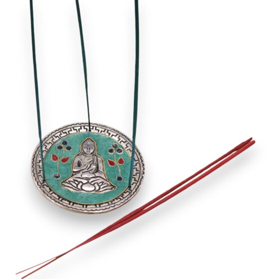 Buddha røgelsesholder – Grøn Dekor (10 cm) - Billede 2