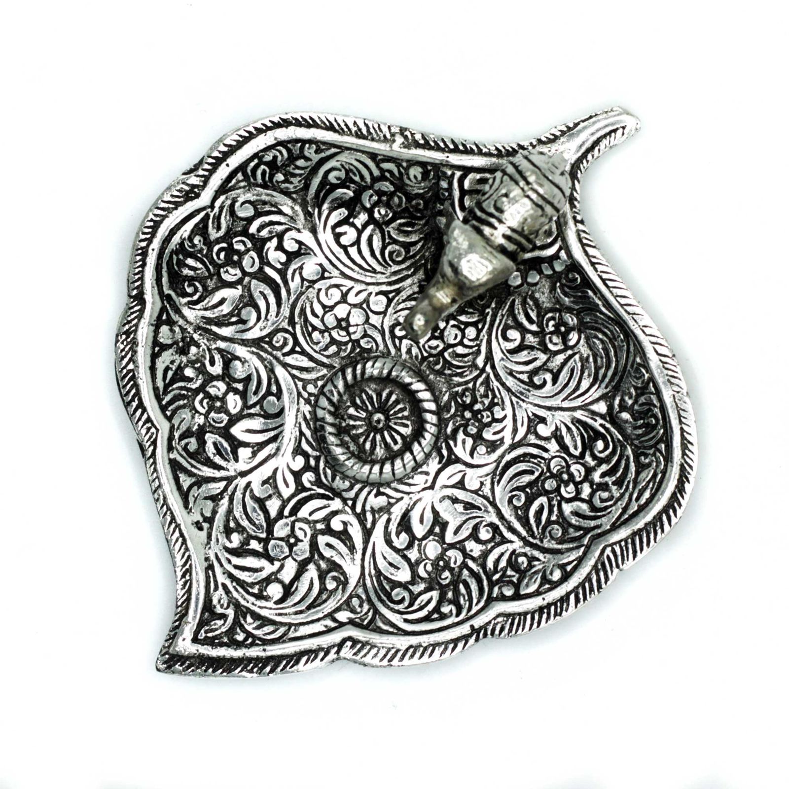 Poleret aluminium røgelsesholder – Elephant Leaf (11 cm)