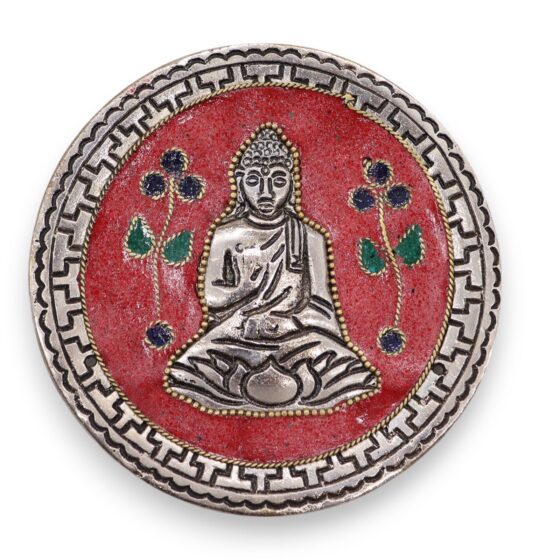 Buddha røgelsesholder – Rød Dekor (10 cm) - Billede 1