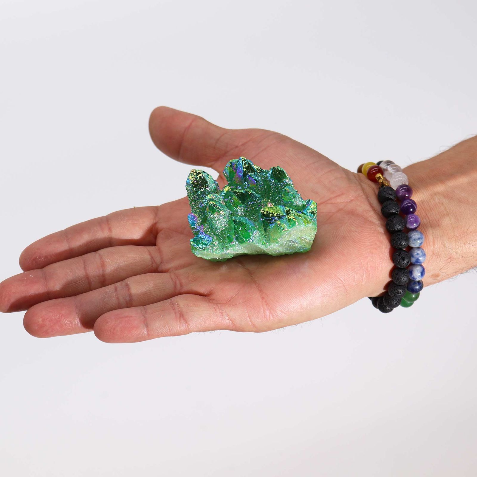 Aura Green Flame kvarts – medium (ca. 100–150 g)