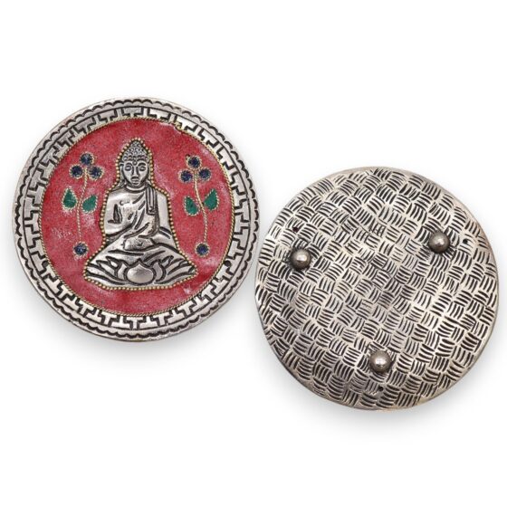 Buddha røgelsesholder – Rød Dekor (10 cm) - Billede 3