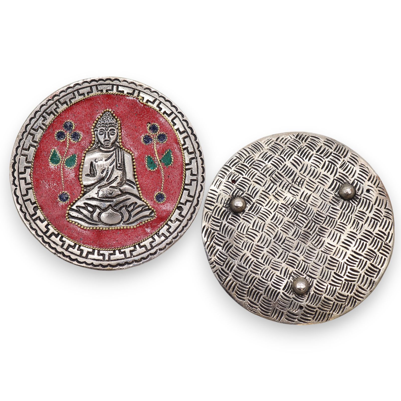 Buddha røgelsesholder – Rød Dekor (10 cm)