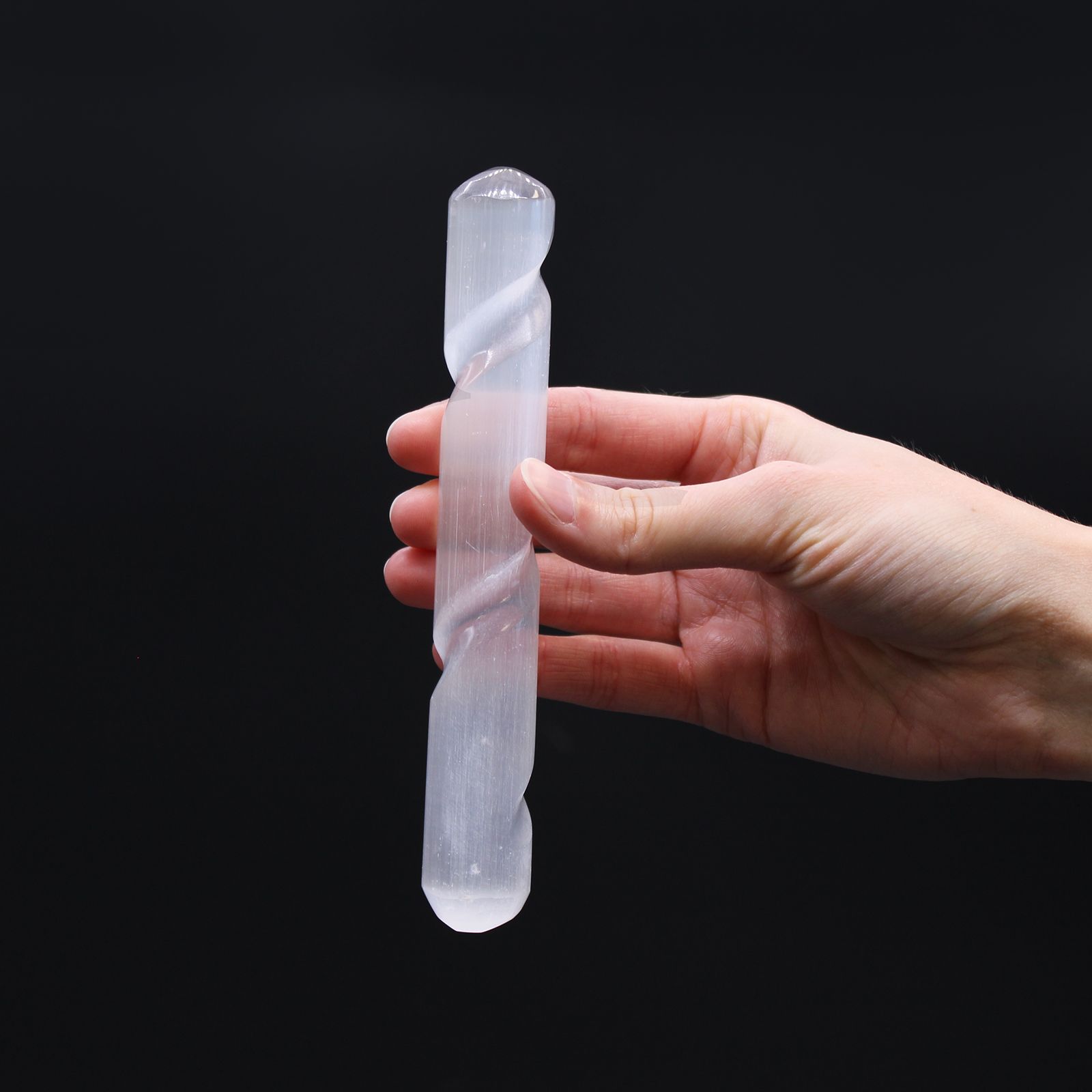 Selenit spiralstav – 16 cm (rund i begge ender)