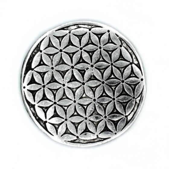 Poleret aluminium røgelsesholder – Flower Of Life (11 cm) - Billede 1