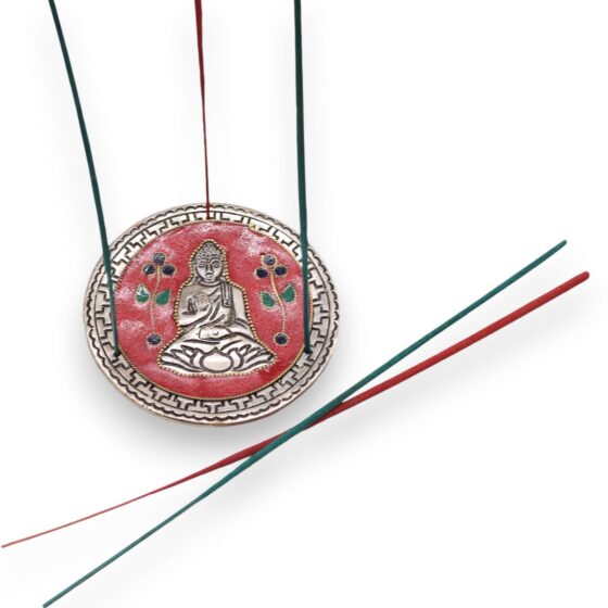 Buddha røgelsesholder – Rød Dekor (10 cm) - Billede 2