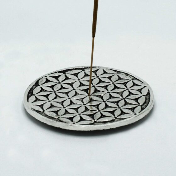Poleret aluminium røgelsesholder – Flower Of Life (11 cm) - Billede 2