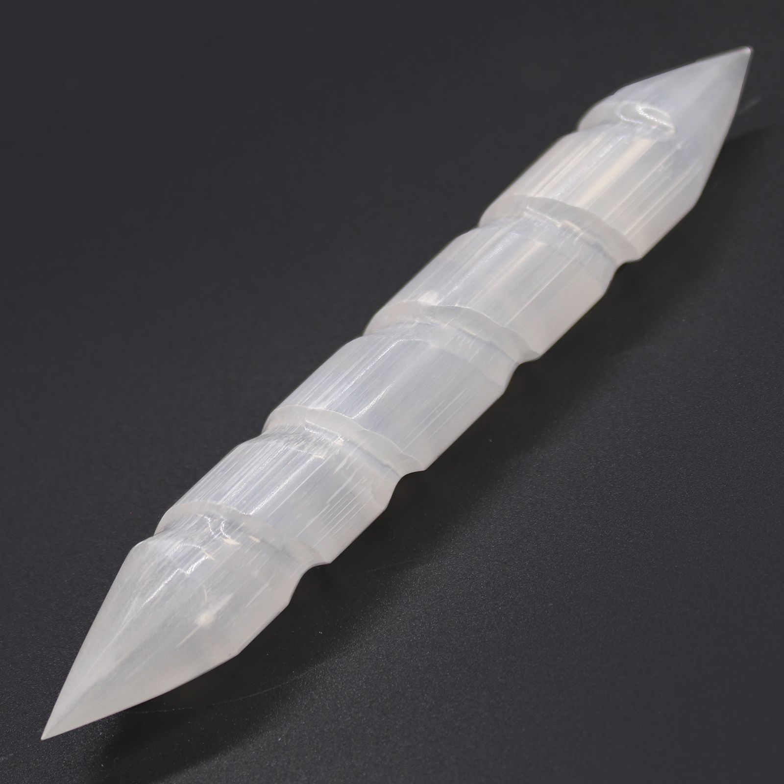 Selenit spiralstav – 16 cm (spids i begge ender)