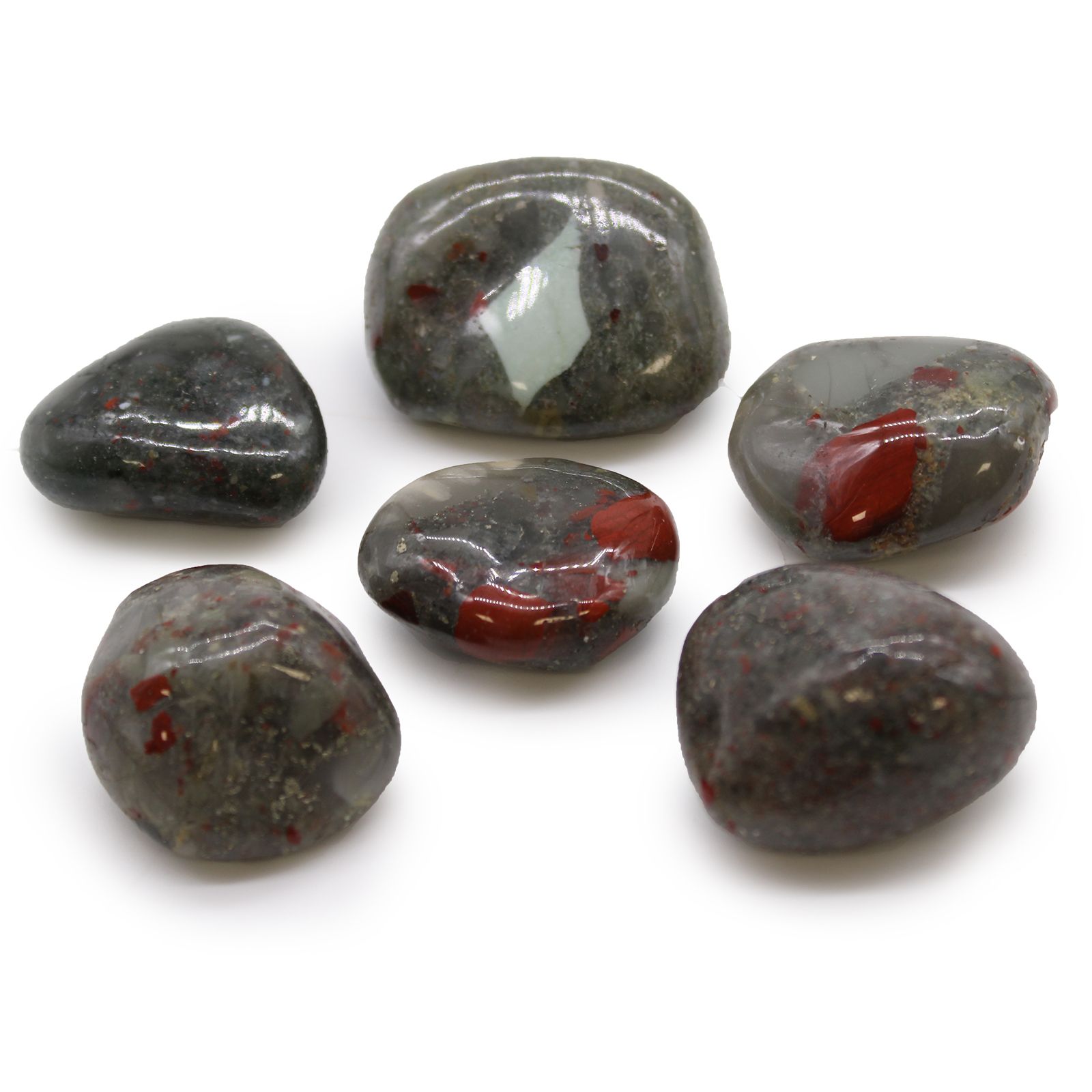 Store afrikanske tromlesten – Bloodstone (sephtonite)