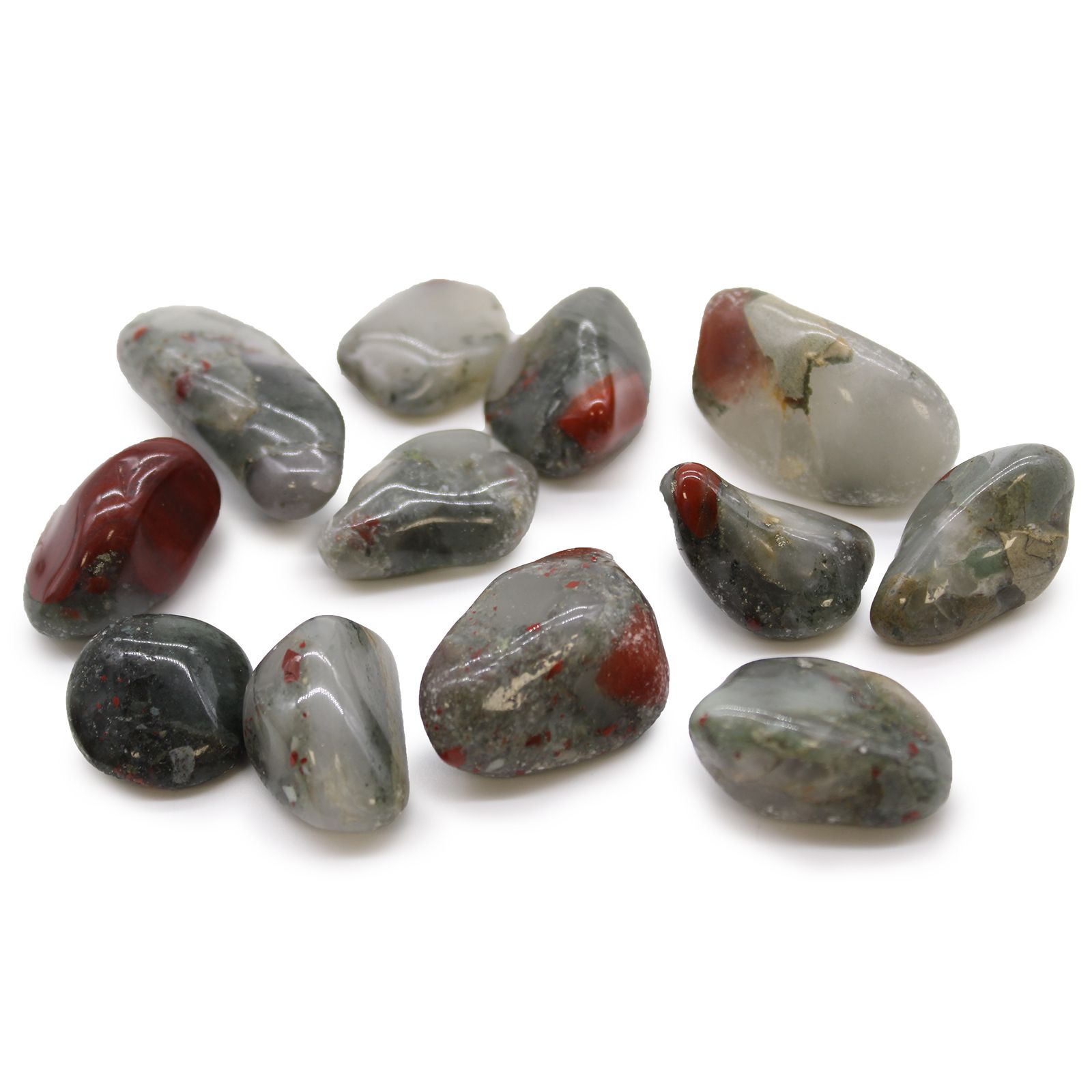 Mellemstore afrikanske tromlesten – Bloodstone (sephtonite)