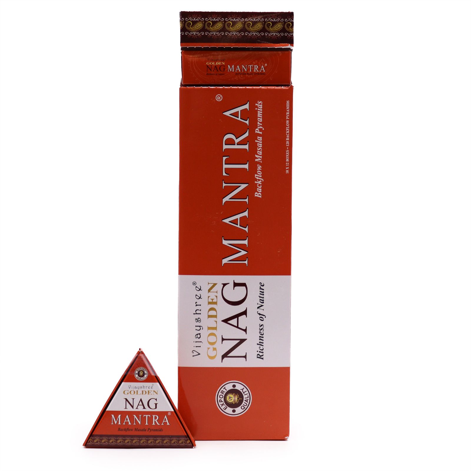Golden Nag backflow røgelseskegler – Mantra Jumbo (42 g)