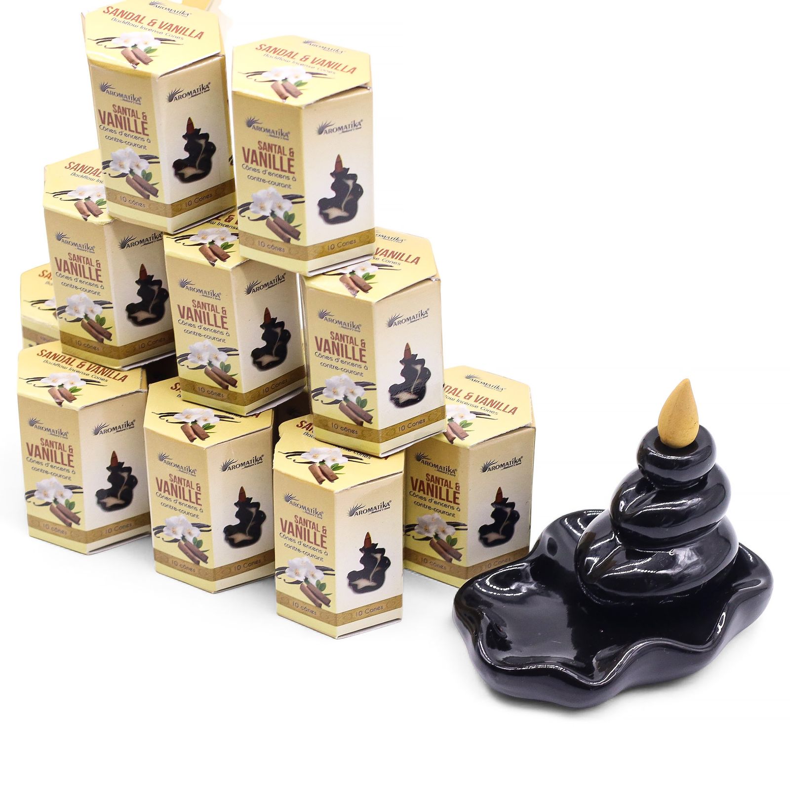 Backflow røgelseskegler – Sandalwood & Vanilla (10 stk)